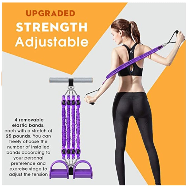Multifunction Fitness Pedal Exerciser Elastic Pull Rope