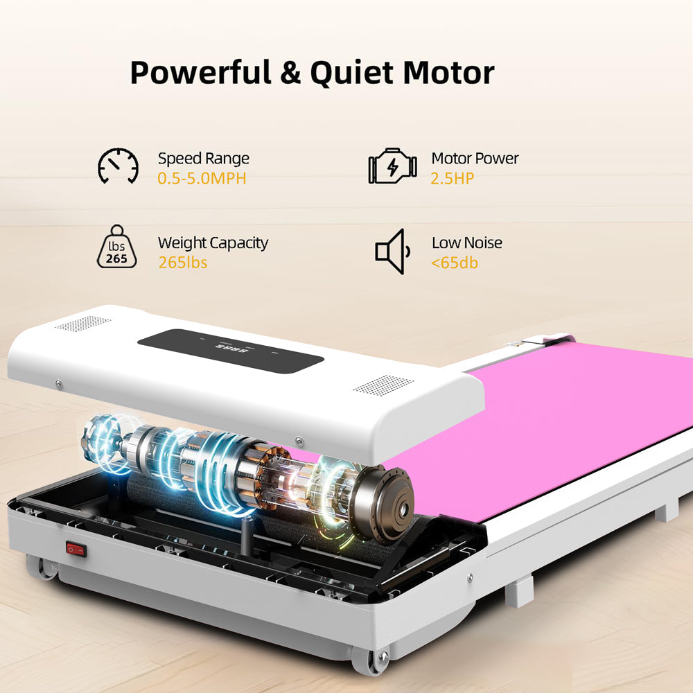 Pink Under Desk Walking Pad Treadmill With Remote