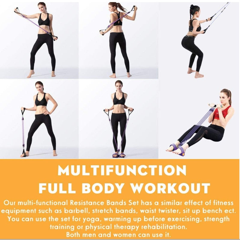 Multifunction Fitness Pedal Exerciser Elastic Pull Rope