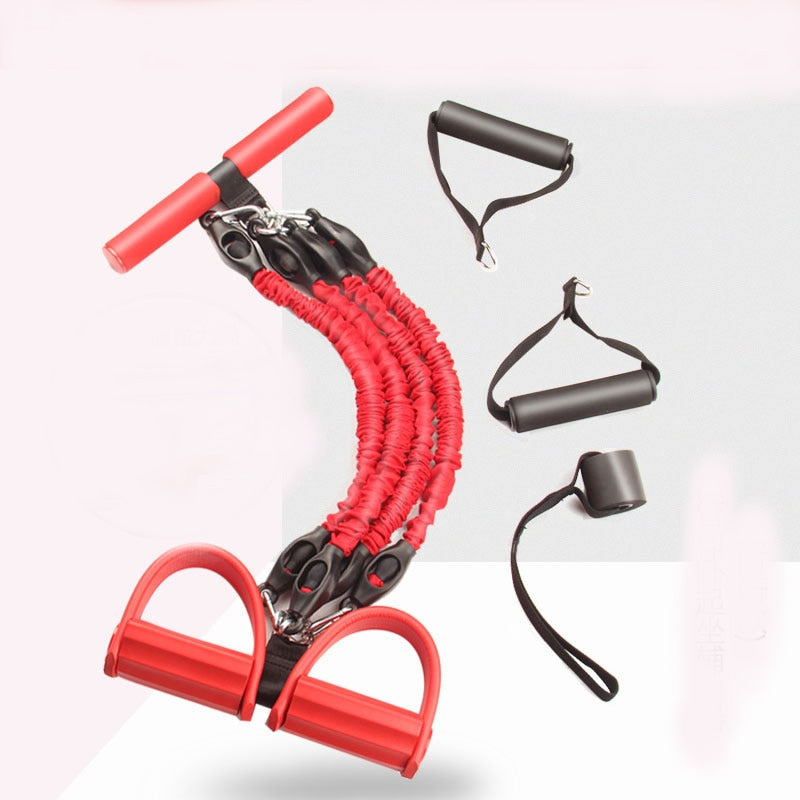 Multifunction Fitness Pedal Exerciser Elastic Pull Rope